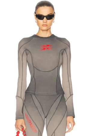 Alexander Wang Blade Logo Long Sleeve Top in Grey