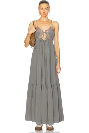 Chloé Flowy Slip Long Dress in Grey