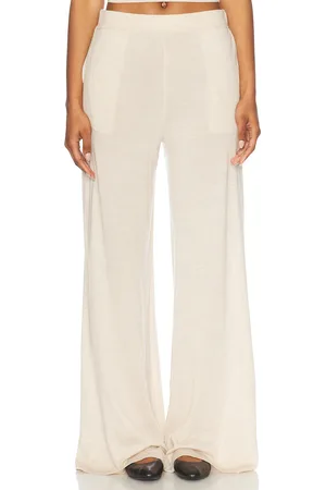SPRWMN Cashmere Wide Leg Pant in Beige