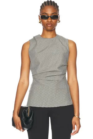 Rohe Mini Check Cowl Neck Top in Black,White