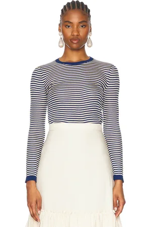 VALENTINO Striped Long Sleeve Top in Blue