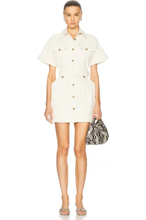 Nicholas Angela Utility Short Sleeve Mini Dress in Cream