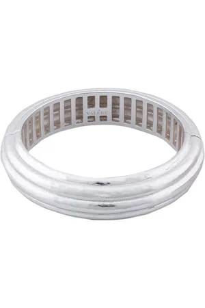 VALÉRE Ribbed Bangle Bracelet in Metallic Silver