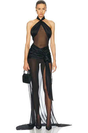 Mirror Palais Bow Wrap Dress in Black