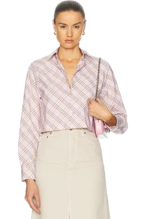 Burberry Long Sleeve Button Up Top in Cream