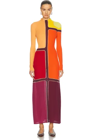 GABRIELA HEARST Apollonis Dress in Wine,Orange