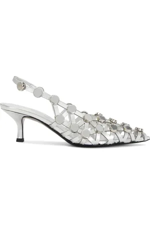 The Attico Grid 50mm Slingback in Metallic