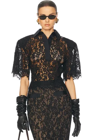 Helsa The Lace Shirt With Shoulder Pad in