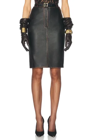 Helsa The Leather Pencil Skirt in Black