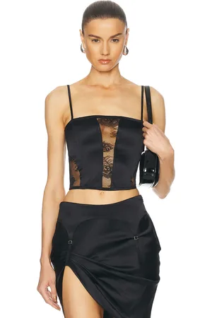 FLEUR DU MAL Silk And Bouquet Lace Corset Top in