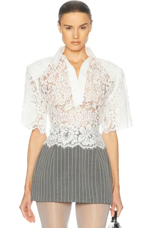 Helsa The Lace Shirt With Shoulder Pad in