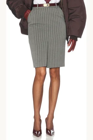 Helsa Pinstripe Pencil Skirt in Grey