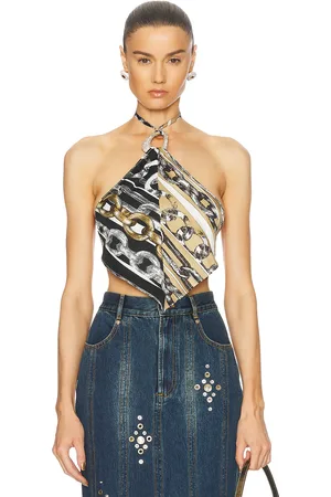 AREA Handkerchief Top in Black,Tan