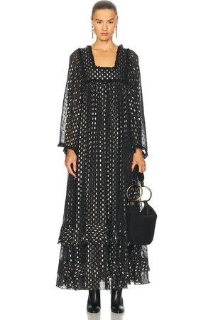 Chloé Flowy Tiered Polka Dot Long Dress in