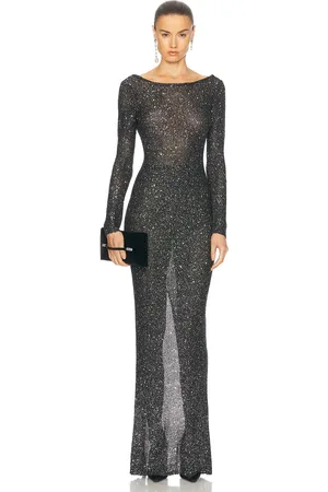 Alessandra Rich Open Back Gown in Black