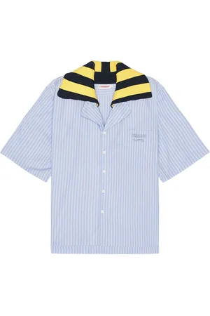 Charles Jeffrey Loverboy Hawaiian Shirt With Knit Collar in Blue