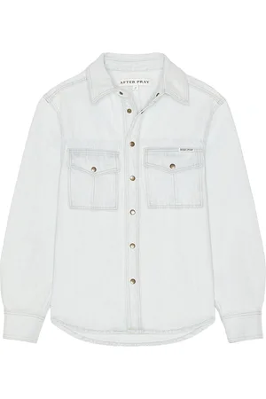 AFTER PRAY Safari Pocket Denim Shirket in Blue