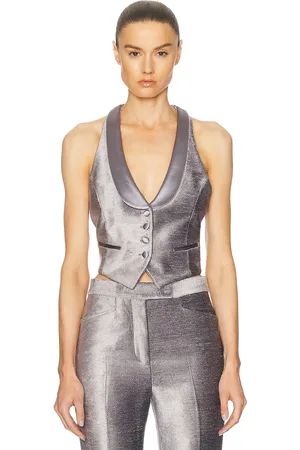 Tom Ford Racerback Tuxedo Waistcoat in Grey