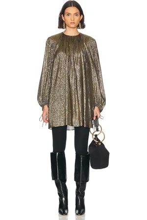 Chloé Tie Dress in Metallic Gold