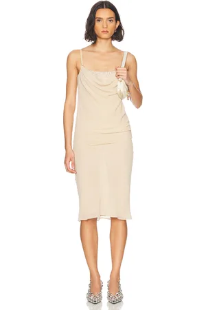 The Attico Sleeveless Midi Dress in Nude