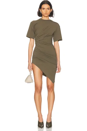 MUGLER Ruched Mini Dress in Olive