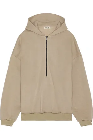 FEAR OF GOD Half Zip Hoodie in Cream
