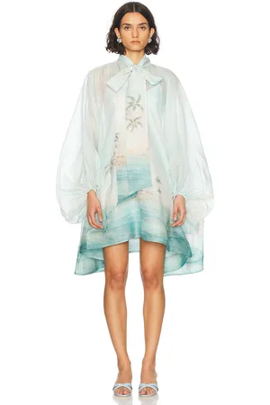 ZIMMERMANN Illuminate Billow Mini Dress in Baby Blue