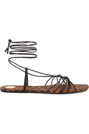 Saint Laurent Babylone Flat Sandal in Brown
