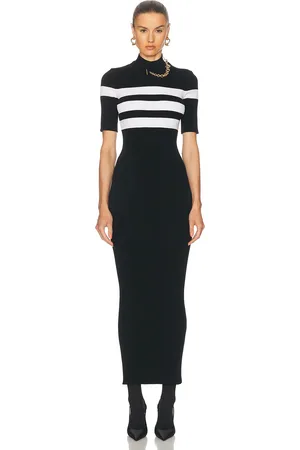 Jean Paul Gaultier Striped Long Dress in Black