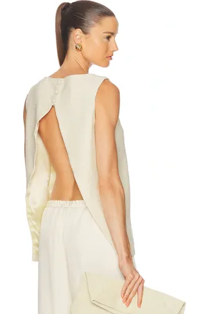 Dagmar Open Back Boucle Top in Cream