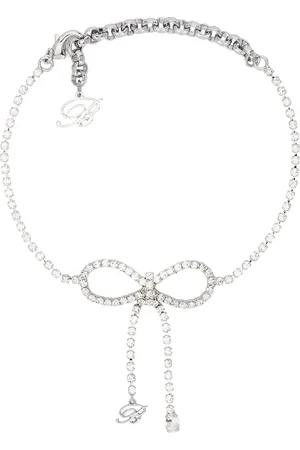 BLUMARINE Bow Choker in Metallic Silver