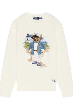 Ralph Lauren Heritage Icon Bear Crewneck Sweater in Cream