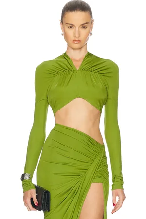 Atlein V-Neck Cropped Top in Green
