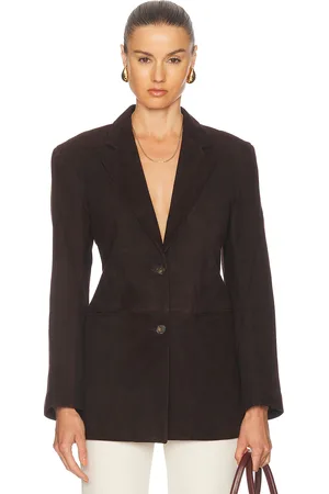 Dagmar Slim Suede Blazer in Chocolate