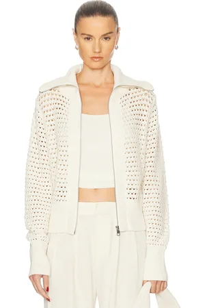 Varley Eloise Full Zip Knit Sweater in Cream