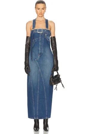 Jean Paul Gaultier Overall Detail Denim Dress in Blue