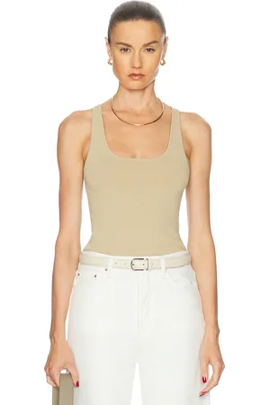 Totême Compact Knit Tank Top in Beige