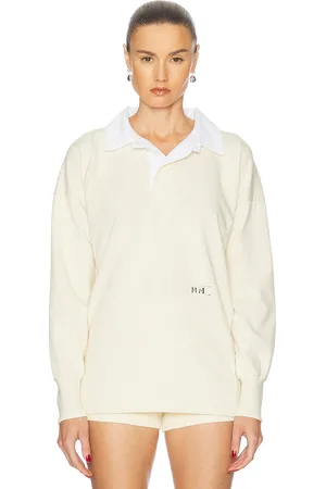 Maison Margiela Long Sleeve Polo Top in Cream