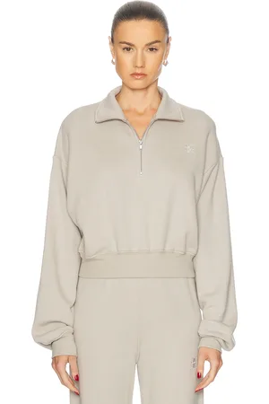 ÉTERNE Cropped Half Zip Pullover in Neutral