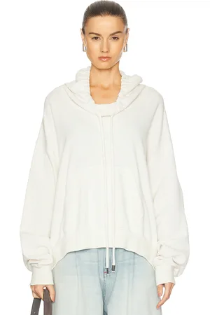 R13 Funnel Neck Cropped Popover in Cream