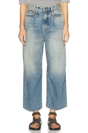 R13 Crop Wide Leg in Blue