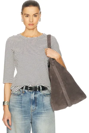 R13 Elbow Sleeve Stripe Tee in Navy