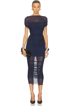 SER.O.YA Noel Mesh Midi Dress in Blue