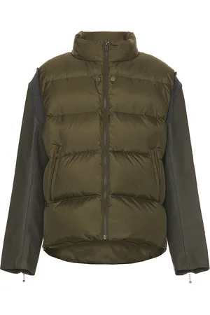 UNDERCOVER Leather Sleeve Puffer Blouson in Brown
