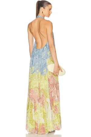 HEMANT AND NANDITA Fiza Long Dress in Yellow,Blue