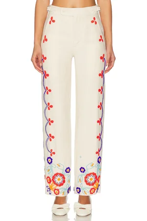 BODE Beaded Garden Party Trouser in Cream