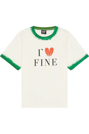 rice nine ten Hand Painted Ringer Tee in White