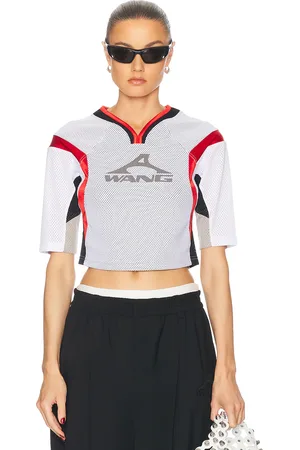 Alexander Wang Graphic Shrunken Combo Jersey Top in White