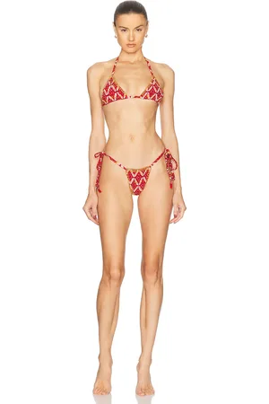 Akoia Swim Batik Smock Crochet Bikini Set in Red