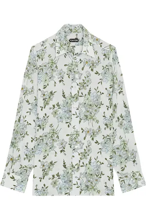 Tom Ford Saint Tropez Printed Floral Slim Fit Shirt in Grey